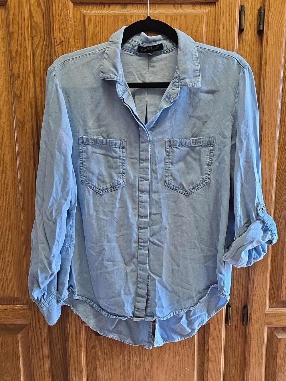 Velvet Heart Light Blue Classic Indigo Button-Up Shirt, Large